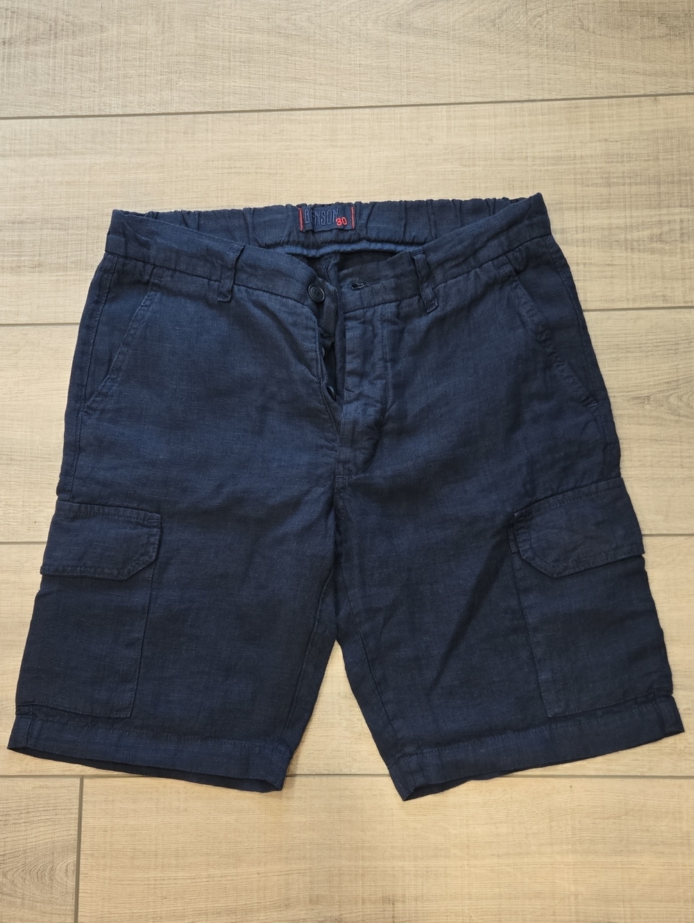 Men's Navy Cargo Shorts with Utility Pockets, Linen